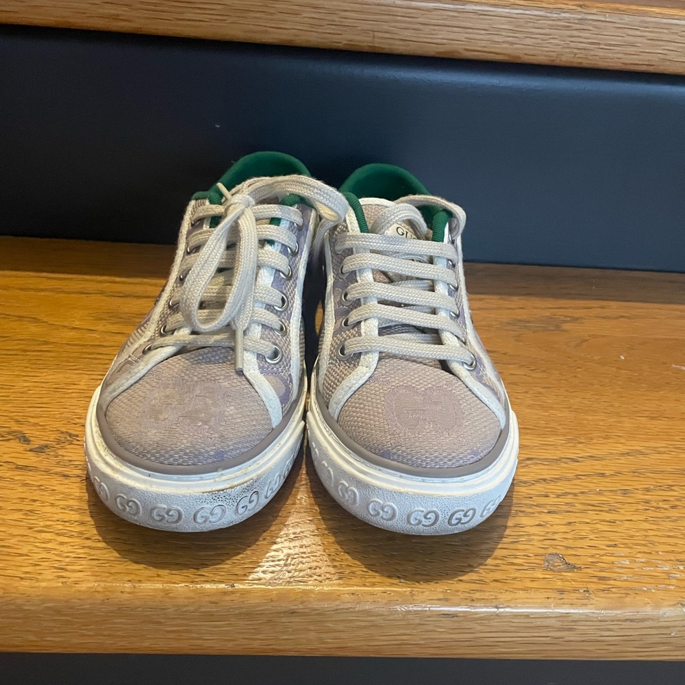 Gucci Grey and Blue Sneakers Classic Canvas Design
